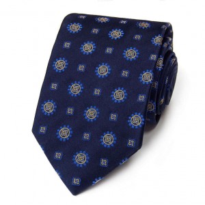 Синий галстук Roberto Conti со схематичными цветами