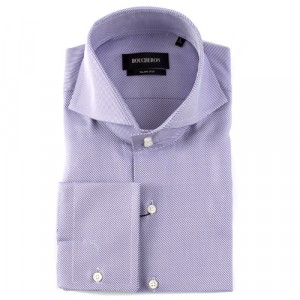 Рубашка фиолетовая в полоску приталенная