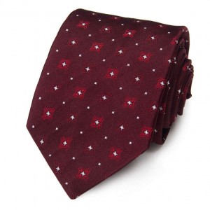 Вишнёвый галстук Roberto Conti с белыми звёздочками