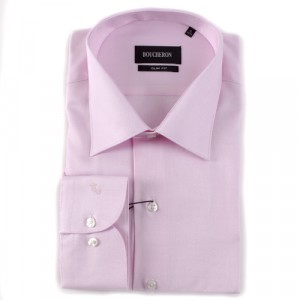 Рубашка розовая однотонная с выделкой приталенная