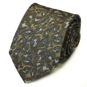 Серо-коричневый галстук Kenzo Takada с леопардовым рисунком