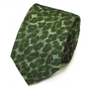 Зелёный галстук Kenzo Takada с леопардовым рисунком