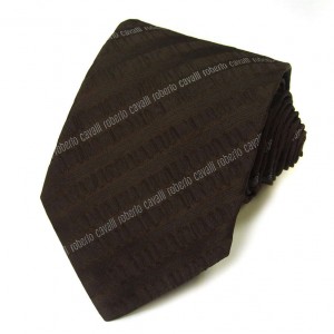 Коричневый галстук с логотипами Roberto Cavalli