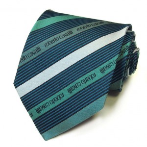 Бирюзовый галстук Roberto Cavalli с диагональными полосками
