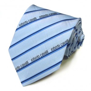 Голубой галстук Roberto Cavalli в полоску