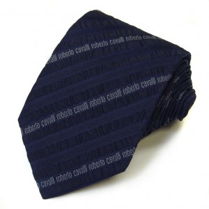 Тёмно-синий галстук Roberto Cavalli с лентами