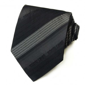 Серый галстук Roberto Cavalli с полосами разной фактуры