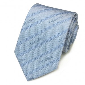 Голубой шелковый галстук Calvin Klein с логотипами
