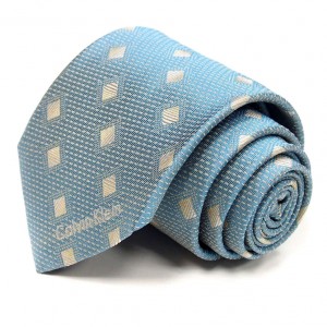 Голубой шелковый галстук Calvin Klein в ромбик