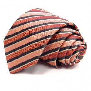 Морковный шелковый галстук Calvin Klein в полоску