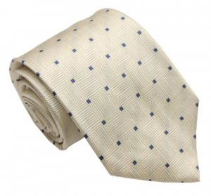 Бежевый шелковый галстук ClubSeta с синими клетками